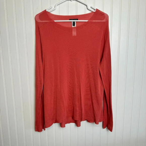 Eileen Fisher coral lightweight long sleeve sweater size medium P11 - Picture 1 of 4